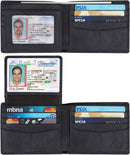 HIMI Wallet for Men-Genuine Leather RFID Blocking Bifold Stylish Wallet With 2 ID Window - Denim Blue - Vintage Style — 1