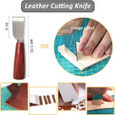 Leather Tooling Kit, Including Leather Cutting Knife Tracing Wheel Edge Beveler Groover Wooden Burnisher Swivel Knife Leathercraft Accessories-7PCS-silver — 2