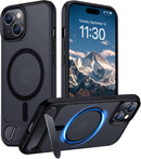 Temdan Magnetic Compatible with iPhone 15 Plus Case & iPhone 14 Plus Case, [Built-in Invisible Kickstand][Compatible with MagSafe][Military Grade Shockproof] Slim Translucent Matte Phone Case 6.7" — 1