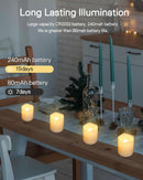 SHYMERY Flameless Votive Candles,Lasts 2X Longer,Battery Operated LED Tea Lights with Warm White Flickering Light,Small Electric Fake Tea Candle Realistic for Wedding,Table,Outdoor,Pack of 12 | warm white, off white — 4