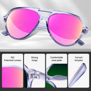 KUGUAOK Polarized Aviator Sunglasses for Women Sporty Style Running Sun Glasses Tangle Free Frame Vintage Trendy Shades | Clear Pink+champagne+green Red+blue Pink — 5