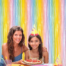 i-CHONY 2 Pcs 3.2ft x 8.2ft Rainbow Metallic Tinsel Foil Fringe Curtain Party Streamers Photo Booth Backdrop Prop for Wedding Holiday Baby Shower Bachelorette Party Decor | Rainbow B — 6