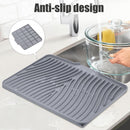 TIKNIK Silicone Dish Drying Mat for Kitchen Counter, Grey-1pcs, 16" x 12"