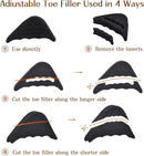 Shoe Inserts, Foam Filler, 4 Pairs Adjustable Toe Inserts for Loose Shoes, Black and Beige — 4