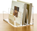 3 Compartments Clear Acrylic Mail Holder – Vertical Letter Sorter & Multifunction Desk Organizer for Bills, Documents, Notebooks – Modern Office/Home Envelope File Rack — 1