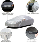 SEAZEN Car Cover with Zipper, 2 Layer Full Car Covers Waterproof/UV Protection/Snowproof/Dustproof, Universal Car Cover (Fit Sedan-Length Up to 200") — 4