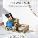 EasyPAG Desk Organizer 3 Compartment Pen Holder for Desk Office Supplies Caddy with Sticky Notes Holder for School Home, Gold — 4