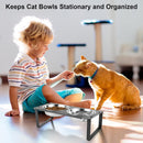 2 Set Elevated Cat Food Water Bowls, 4 Stainless Steel Bowls for Indoor Pet with Cute Metal Stand, 10° Tilted Anti-Vomiting Wide Shallow Raised Cat Dishes Whisker Friendly for Multiple Kitten,Puppy — 6