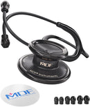 MDF Instruments MD One Premium Stainless Steel Dual Head Stethoscope, Adult, Black Tube, Black Chestpieces-Headset, MDF777BO — 1