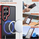 MALEWOLF Magnetic Case for Samsung Galaxy S23 Ultra, Compatible with Magsafe, Anti-Slip TPU Edge, Adjustable Kickstand for Galaxy S23 Ultra Case, Drop Protection Slim Shockproof Cover (Black/Red) — 2