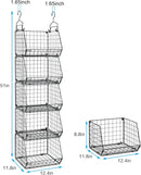 X-cosrack 5 Tier Closet Hanging Organizer, Clothes Hanging Shelves with 4 Hanging Hooks 5 S Hooks, Wire Storage Basket Bins, for Clothing Sweaters Shoes Handbags Clutches Accessories Patent Design — 3