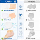 Silicone Heel Protectors, 16 PCS / 8 Pairs Soft Heel Cushion Sleeves, Washable Reusable Heel Pads with 6 Vent Holes, Heel Cushion Cups for Shoes, Daily Foot Comfort Support, 8 White + 8 Nude — 6