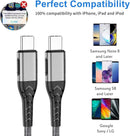 Durcord 2Pack 10ft USB C Charger Cable - 100W Fast Charging for Android/Phone/Pad, Type C to Type C Compatible with iPhone 18/17/16/15 Pro Plus Max photo 5