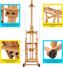 MEEDEN Versatile Studio H-Frame Easel - All Media Adjustable Beech Wood Studio Easel, Painting Floor Easel Stand, Movable and Tilting Flat Available, Holds Canvas Art up to 77" | Natural — 5
