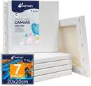 Stretched Canvases for Painting 8x8 Inch 7-Pack, 10 oz Triple Primed Acid-Free 100% Cotton Blank Canvas, Square Canvas for Oil Paint Acrylics Pouring & Wet Art Media, Pour Painting | Studio | 8"x8"(7-Pack) — 1