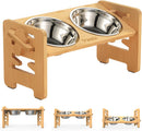 Vantic Elevated Dog Bowls, Raised Dog Bowl Stand Adjustable Small, Natural