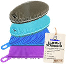 Silicone Sponges for Dishes - 4 Pack Dual-Sided Dish Scrubber - Food Grade, BPA Free Silicone Sponge & Housecleaning — 1