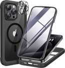 Miracase Magnetic for iPhone 15 Pro Max Case 6.7'' [Compatible with Magsafe] Full-Body Drop Proof Bumper Phone Case for iPhone 15 Pro Max with Built-in 9H Tempered Glass Screen Protector,Black — 1