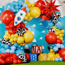 ALL-IN-1 Toy themed Balloons Arch Kit for It's A Boy Story Baby Shower Decorations – Boy Balloon Garland Kit with Cloud & Cow printed Balloons for First Toys Birthday Party Supplies | Red, Yellow, Light Blue, Cow, Cloud — 4