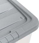 Amazon Basics Plastic Storage Containers with Secure Latching Lids, Stackable Organization Bins, Clear/Grey, 32 Quart, Set of 6 — 4