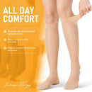 BSERA 2 Pairs Sheer Compression Socks for Women 15-20 mmHg Knee High | Beige Dots | Large — 5