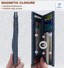BULLIANT Magnetic Slim Leather Pocket Wallet Money Clip For Men 12Cards - Carbon Fiber Leather - Purplish Blue — 3