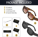 Rectangle Sunglasses for Women Men Trendy Y2K 90s Square Sun Shades UV400 | A:black and Leopard Brown — 7
