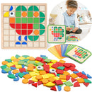 Montessori Tangram Educational, Geometric Shapes Puzzle Toys with 120Pcs Wooden Puzzle Blocks and 20Pcs Cards, Colorful Pattern Montessori Children's Educational Gifts for Kids Ages 3 and Up — 1