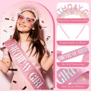 Atoden Birthday Girl Sash Glitter Headband Tiara Crown Sunglasses Pink Happy Birthday Decorations Party Favors Accessories for Adult Women Princess Outfits Gifts — 5