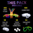 820 pcs Glow Sticks Bulk, Glow in The Dark Party Supplies, Festival Accessories & More, Bulk Party Favors, Camping Games, Party Favors, Emergency Supplies | 400 Pack — 2