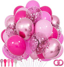 68Pcs Pink Balloons Kit 12 Inch Metallic Pink Balloon, Pink Confetti Balloon and Baby Pink Party Balloons with Ribbons for Birthday, Wedding, Baby Shower, Graduation Decorations. — 1