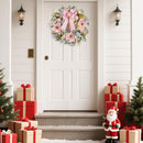 Pre-Lit Christmas Wreath for Front Door, 24 Inch Large Xmas Wreath for Holiday Decor, Battery Operated Xmas Lighted Wreath with Flower, Ball Ornaments & 20 LED Lights for Fireplace Window — 7