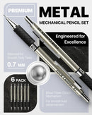 Metal Mechanical Pencil Set with Case, 6-Pack 0.7mm Medium Point | 6 Count (Pack of 1) — 2