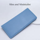 Bveyzi Ultra Slim Thin Leather RFID Blocking Credit Card Holder Bifold Clutch Wallets for Women - Blue - Leather — 2