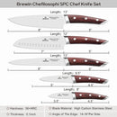 Brewin CHEFILOSOPHI Japanese Chef Knife Set 5 PCS with Elegant Red Pakkawood Handle Ergonomic Design,Professional… — 5