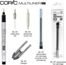 Copic Sketch Alcohol Marker 5 Colors + Multiliner SP Set, Sketching Grays — 5