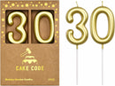 2.76 Inch Classical Gold 30 Number Birthday Candles, Gold and Cake Number Candles for Party Celebration — 1