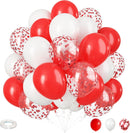 Red White Balloons Set, 35 Pack 12 Inch Red White Confetti Latex Party Helium Balloon for Girls Women Birthday Party Wedding Valentine's Day Graduation Galentines Christmas Party Decoration — 1