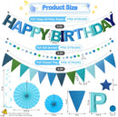 3D Happy Birthday Banner, Pre-Strung Felt Party Decorations (Blue) — 2