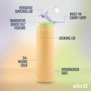 Ello Pop & Fill Insulated Stainless Steel Water Bottle with Quick Fill Lid, Leakproof Locking, Sip or Chug Spout, BPA-Free, Double Wall Vacuum Insulated for Sports, Travel & School- 22oz / 32oz / 40oz — 3