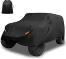 X AUTOHAUX Car Cover for Jeep Wrangler JK JL YJ TJ 4 Door 2007-2021 Outdoor Waterproof Sun Rain Dust Wind Snow Protection w/Driver Door Zipper Black — 1