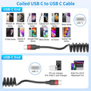 Coiled USB C to USB C Cable, 2 Pack 3FT USBC Car Charger Cord, USBC to USBC Coiled Cable Fast Charging for Carplay, iPhone 17/16/15 Plus/Pro Max, Samsung Galaxy S25 S24 S23, Pixel 10 9 8