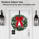 24" Prelit Christmas Wreath with Timer, 50 Colorful LED - Waterproof Battery Operated Christmas Door Wreath with Bowknot Pinecone White Berries and Wreath Hanger for Christmas Decorations — 6