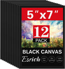 ESRICH 5x7 Canvas for Painting, 12 Pack Small Canvases for Painting Canvas Primed Acid-Free Black Canvas Panels for Oil, Acrylic Paint and Tempera. | black canvas 5x7in 12pack — 1