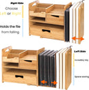 ZOOFOX Bamboo Desk Organizer with Adjustable File Holder, Mail Organizer Countertop with Drawer, 4-Tier Desktop Organization and Desk Accessories for Home Office School Supplies, No Assembly Required — 4