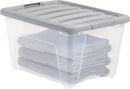 Amazon Basics Plastic Storage Containers with Secure Latching Lids, Stackable Organization Bins, Clear/Grey, 32 Quart, Set of 6 — 5