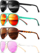 KUGUAOK Polarized Aviator Sunglasses for Women Men Sports Style UV400 Protection Running Sun Glasses Vintage Trendy Shades | Black+leopard+green Frame Red+pink — 1