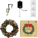 4-Pack Solar Christmas Wreath, 24 Inch Pre-Lit Christmas Door Wreath with Solar Powered LED Lights Green Pine Red Berry Glitter Branches Party Ornaments for Home Xmas Holiday Decor — 7