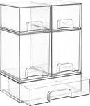 Vtopmart Stackable Storage Drawers Set of 5, Clear Plastic Organizer Bins for…