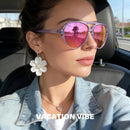 KUGUAOK Polarized Aviator Sunglasses for Women Sporty Style Running Sun Glasses Tangle Free Frame Vintage Trendy Shades | Black+champagne+bluepink — 3